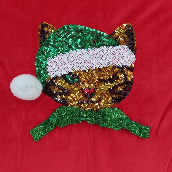 No Boundaries Juniors XS 1 Red Velour Tracksuit Cat Print Christmas Holiday NEW - Picture 9 of 15